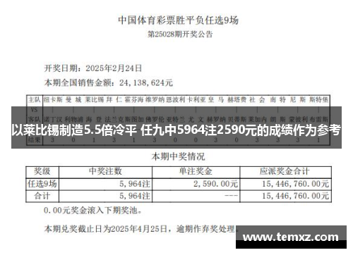 以莱比锡制造5.5倍冷平 任九中5964注2590元的成绩作为参考